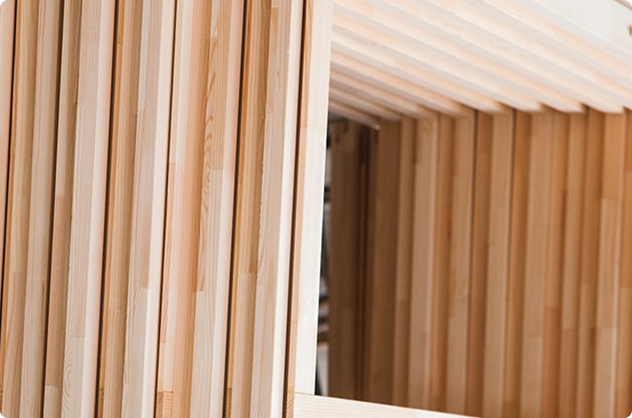 Wooden frame for interior room construction