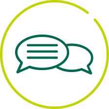 Icon of speech bubbles representing conversation