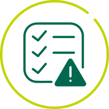 Icon of checklist with alert symbol