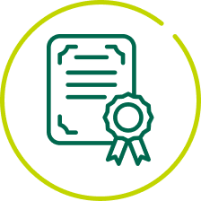 Icon of certificate and ribbon for accreditation