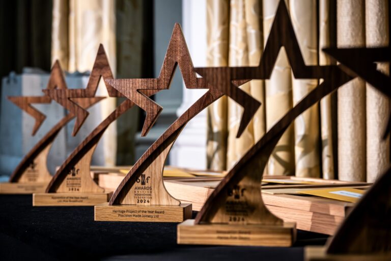 Close-up of wooden star-shaped trophy