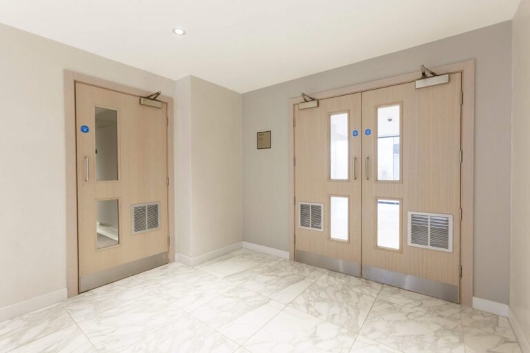 Bright room with multiple timber doors