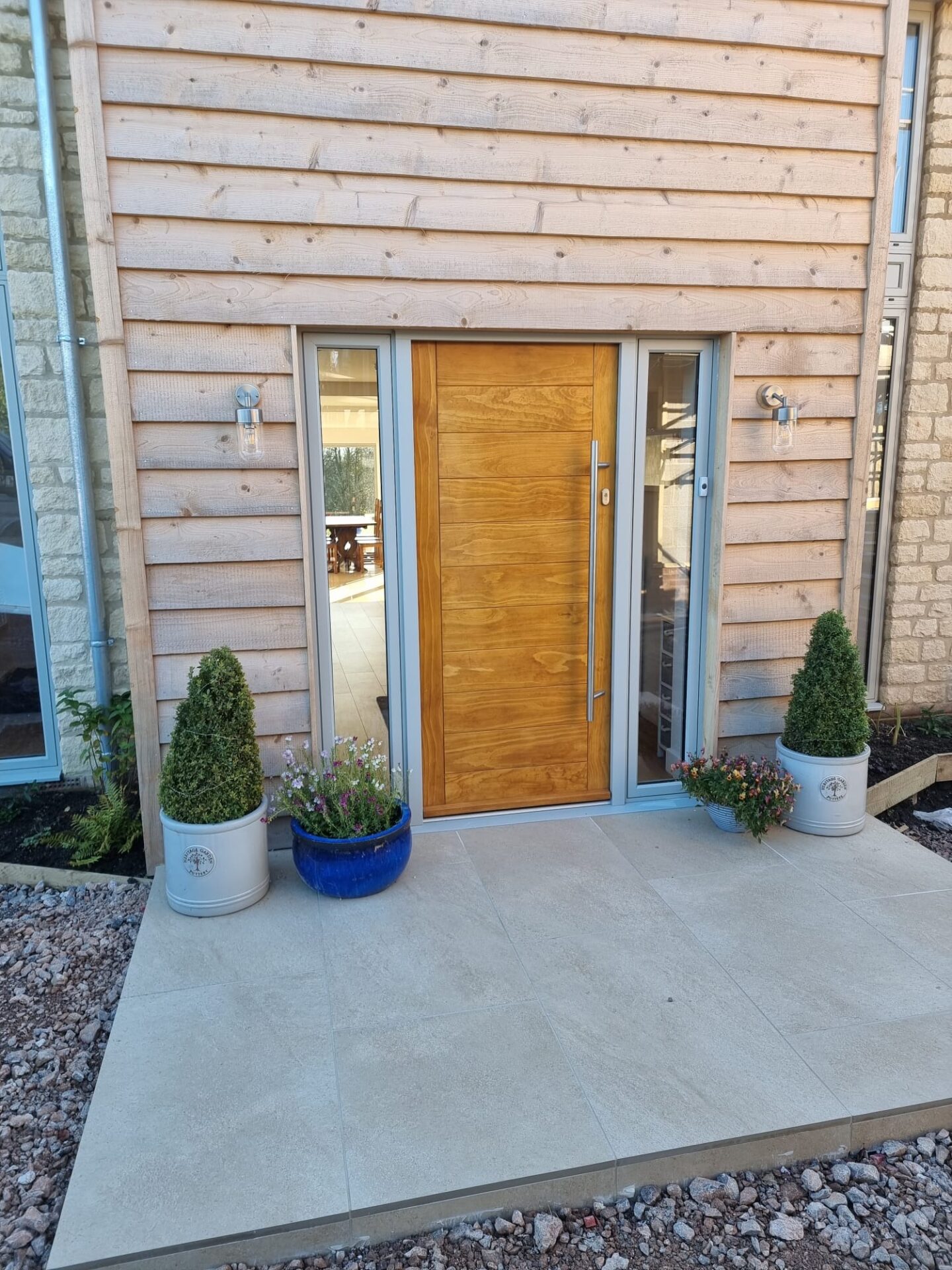 A wooden security door