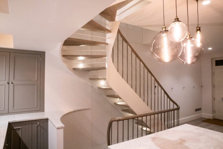 open riser wreathed string ash treads