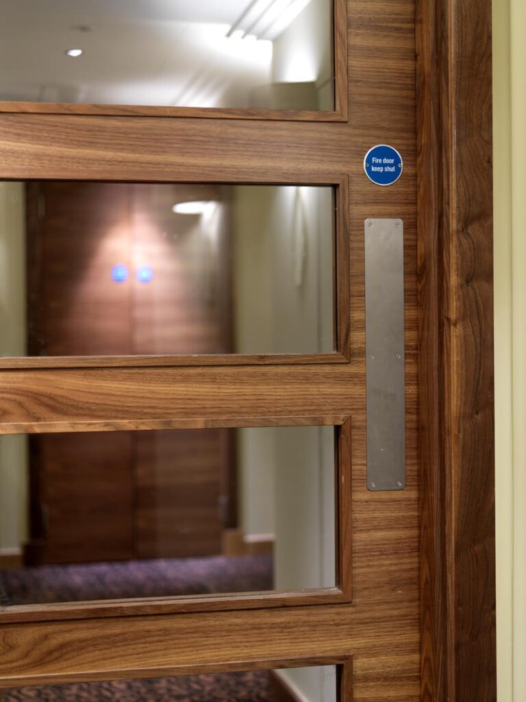 Walnut glazed fire door