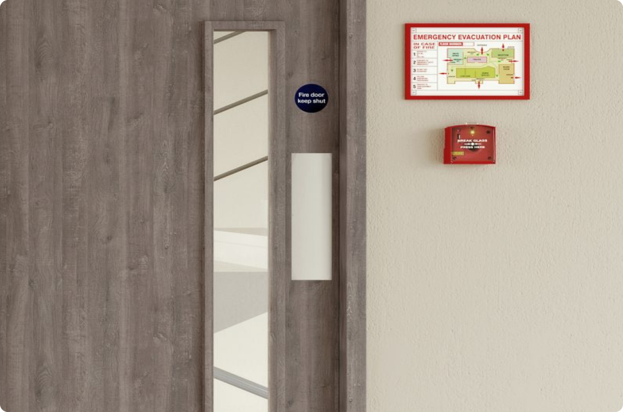 Close up of a fire door