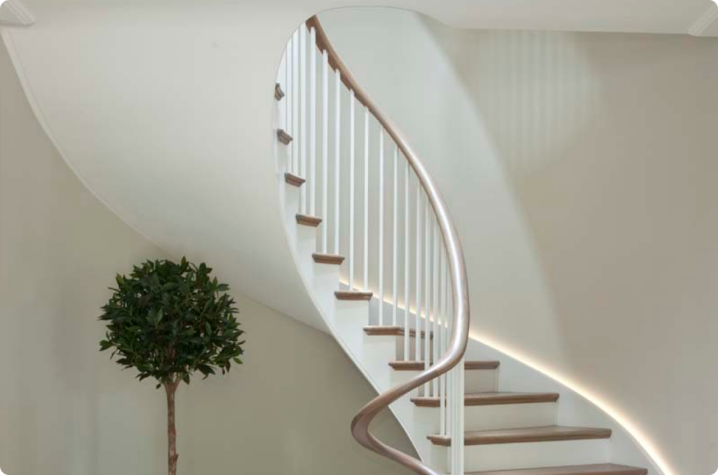 A stylish curving staircase