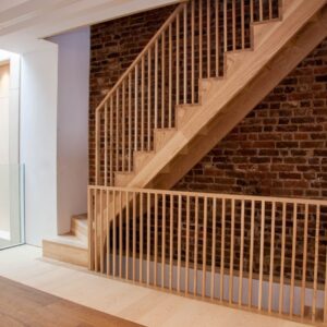 A timber staircase