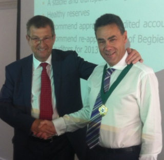 Immediate past President Roy Wakeman and incoming President David Pattenden